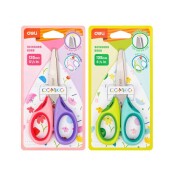 Ножица детска Deli Comiko E6068, 13.5 см, цветни гумирани дръжки, блистер