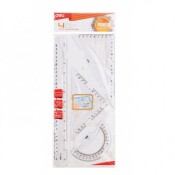 Комплект Deli Pioneer EG00512 линия 30см, тригълник и транспортир
