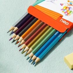 Цветни моливи Deli Colorun EC127-12, 12 цвята, металически