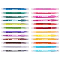 Флумастери Deli Color Emotion EC151-24 24 цвята, двувърхи-четка и тънкописец, в PP кутия