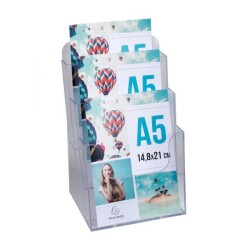 Поставка за брошури EXACOMPTA А5 155 x 237 x 339, настолна, кристална, 3 отделения