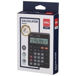 Калкулатор Deli Smart EM01320 настолен,12 dgt, 149 х 104 х 6.6 мм, черен