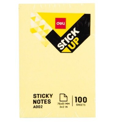 Самозалепващи листчета Deli Stick Up EA00253, 76 мм х 51 мм, жълт, пастел, 100 л Самозалепващи листчета Deli Stick Up EA00253, 76 мм х 51 мм, жълт, пастел, 100 л
