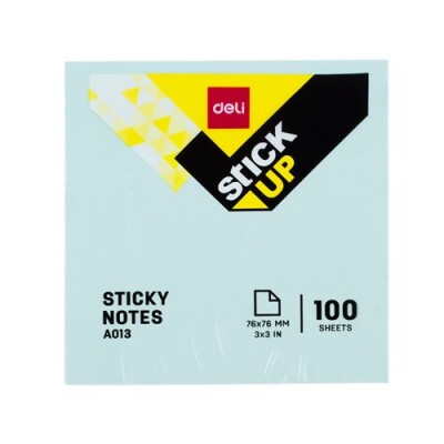 Самозалепващи листчета Deli Stick Up EA01303, 76 мм х 76 мм, син, пастел, 100 л Самозалепващи листчета Deli Stick Up EA01303, 76 мм х 76 мм, син, пастел, 100 л