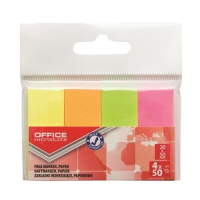 Самозалепващи индекси OFFICE PRODUCTS, хартиени, 20х50 мм, микс неон, 4х50 л. Самозалепващи индекси OFFICE PRODUCTS, хартиени, 20х50 мм, микс неон, 4х50 л.
