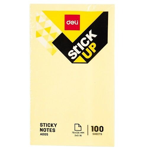 Самозалепващи листчета Deli Stick Up EA00553, 76 мм х 126 мм, жълт, пастел, 100 л