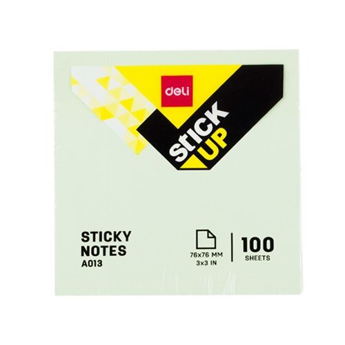 Самозалепващи листчета Deli Stick Up EA01303, 76 мм х 76 мм, зелен, пастел, 100 л
