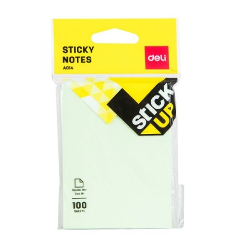 Самозалепващи листчета Deli Stick Up EA01402, 76 x 101 мм, зелен пастел, 100 л