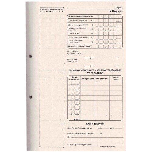 Касова книга за касов апарат 185л A4 ТК
