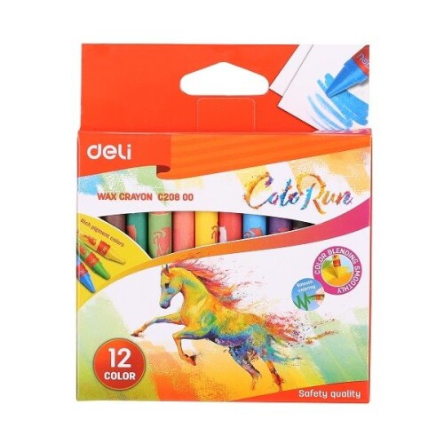 Пастели восъчни Deli Colorun JUMBO,  ф11, 98 мм, 12 цвята, картонена кутия