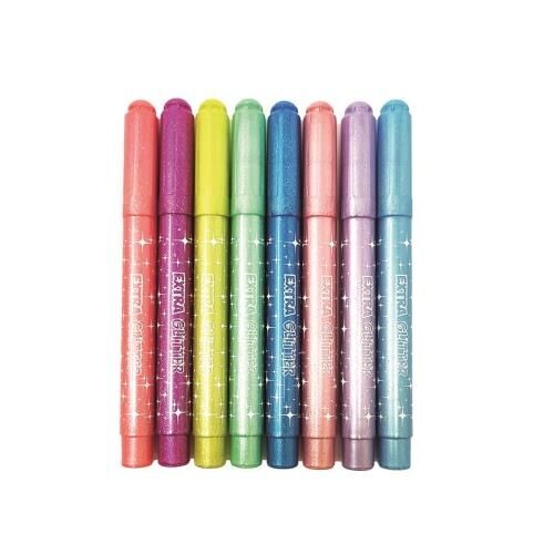 Флумастери с брокат MITAMA Jumbo Extra Glitter връх 5 мм, 8 интензивни цвята, PVC опаковка