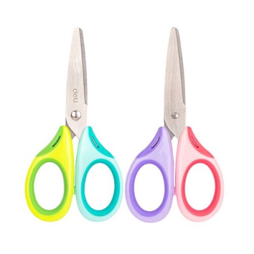 Ножица детска Deli Comiko E6068, 13.5 см, цветни гумирани дръжки, блистер