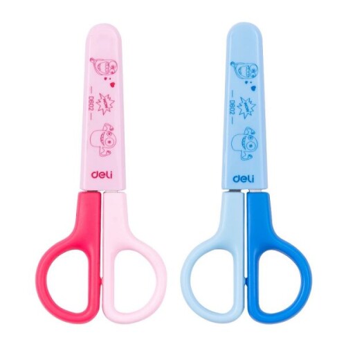 Ножица детска Deli Bumpees ED60200 12.1 см, цветни дръжки и предпазна капачка