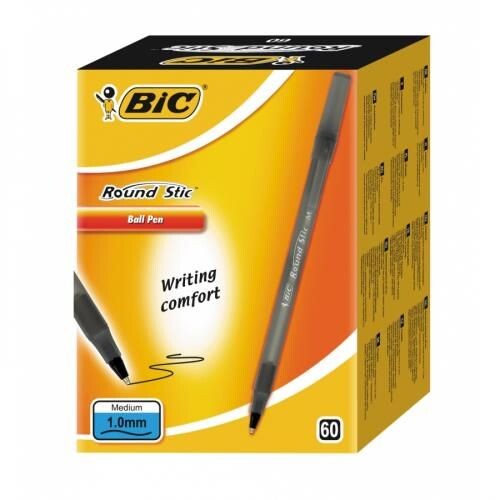 Химикалка BIC Round Stic Classic, еднократна, връх 1.0 мм, черна