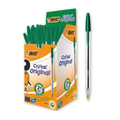 Химикалка BIC Cristal Original MEDIUM, еднократна, връх 1.0 мм, зелена