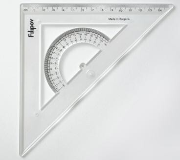 Триъгълник + транспортир 45