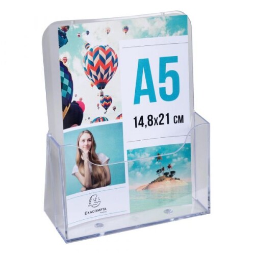 Поставка за брошури EXACOMPTA А5 173 x 73 x 214 мм, настолна, кристална,1 отделение