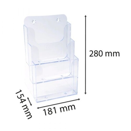 Поставка за брошури EXACOMPTA А5 155 x 237 x 339, настолна, кристална, 3 отделения