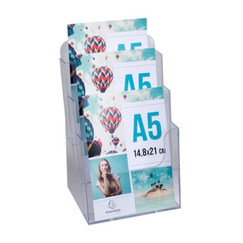 Поставка за брошури EXACOMPTA А5 155 x 237 x 339, настолна, кристална, 3 отделения