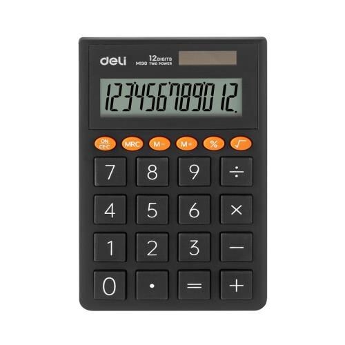 Калкулатор Deli EM130 джобен, 12 dgt, 70.2 x 8.5 x 112.2 мм, тъмносив
