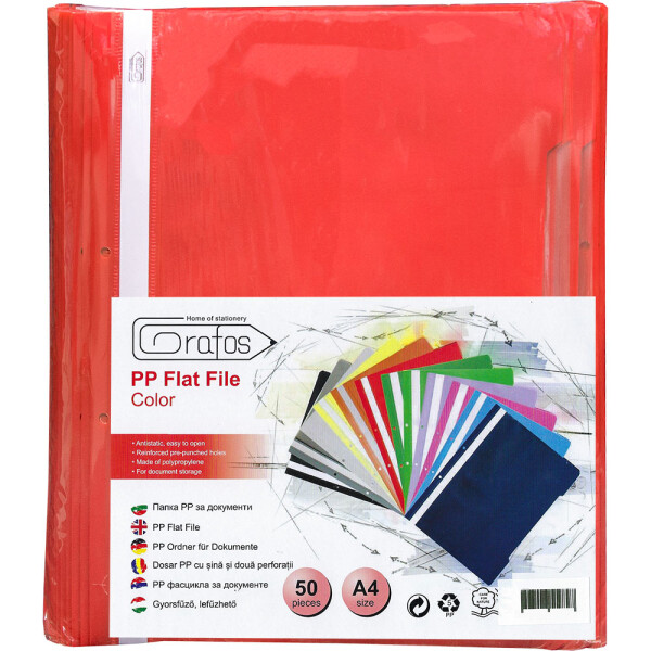 Папка PVC с перф. Grafos Color червен