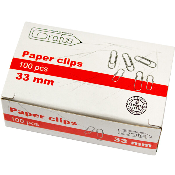 Кламери Grafos 33 мм никелирани оп. 100