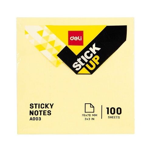 Самозалепващи листчета Deli Stick UP EA00353, 76 мм х 76 мм, жълт, пастел, 100 л