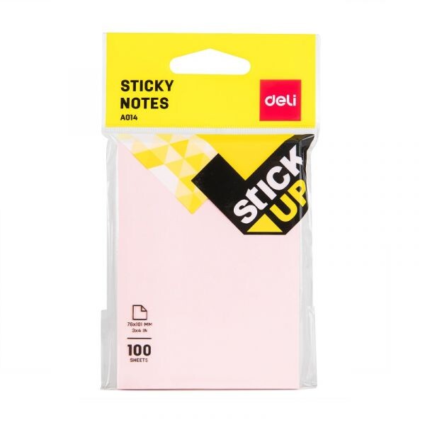 Самозалепващи листчета Deli Stick Up EA01402, 76 x 101 мм, розов пастел, 100 л