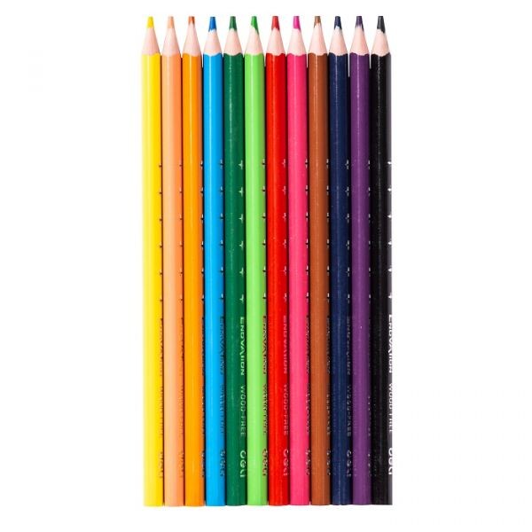 Цветни моливи Deli Enovation EC113-12, PS, с триъгълно тяло, 12 цвята, в картонена кутия