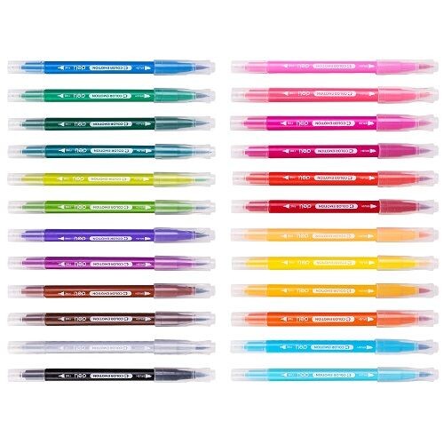 Флумастери Deli Color Emotion EC151-24 24 цвята, двувърхи-четка и тънкописец, в PP кутия