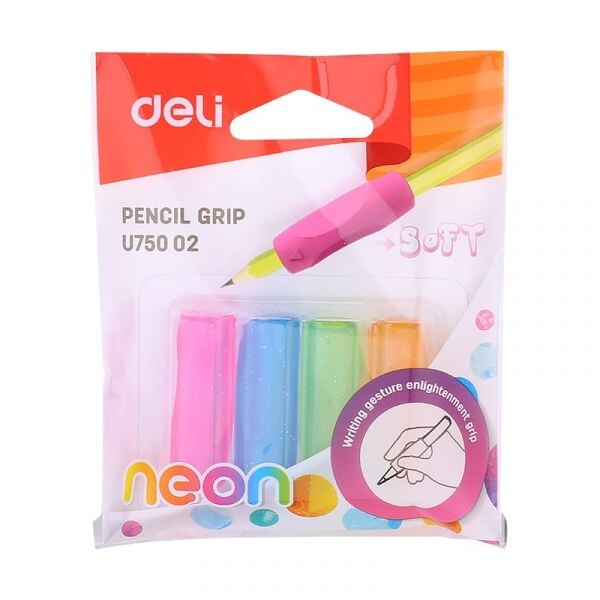 Грип за молив Deli Neon EU75002 неонови цветове, 4 броя в опаковка