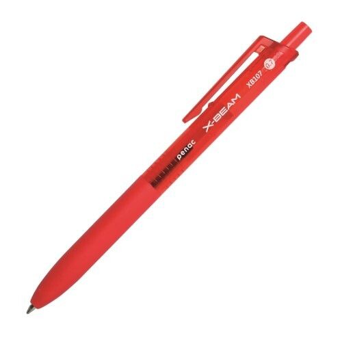 Химикалка Penac X-BEAM XB107, автоматична, грип зона, нисковискозититно мастило, червена, 0.7 мм